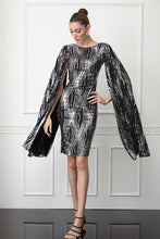 Load image into Gallery viewer, Print Y61 sequined crepe long sleeve midi dress